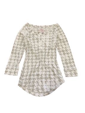 Vintage Mudd Houndstooth Thermal Henley Top Y2K‎ Grunge Waffle Knit Small